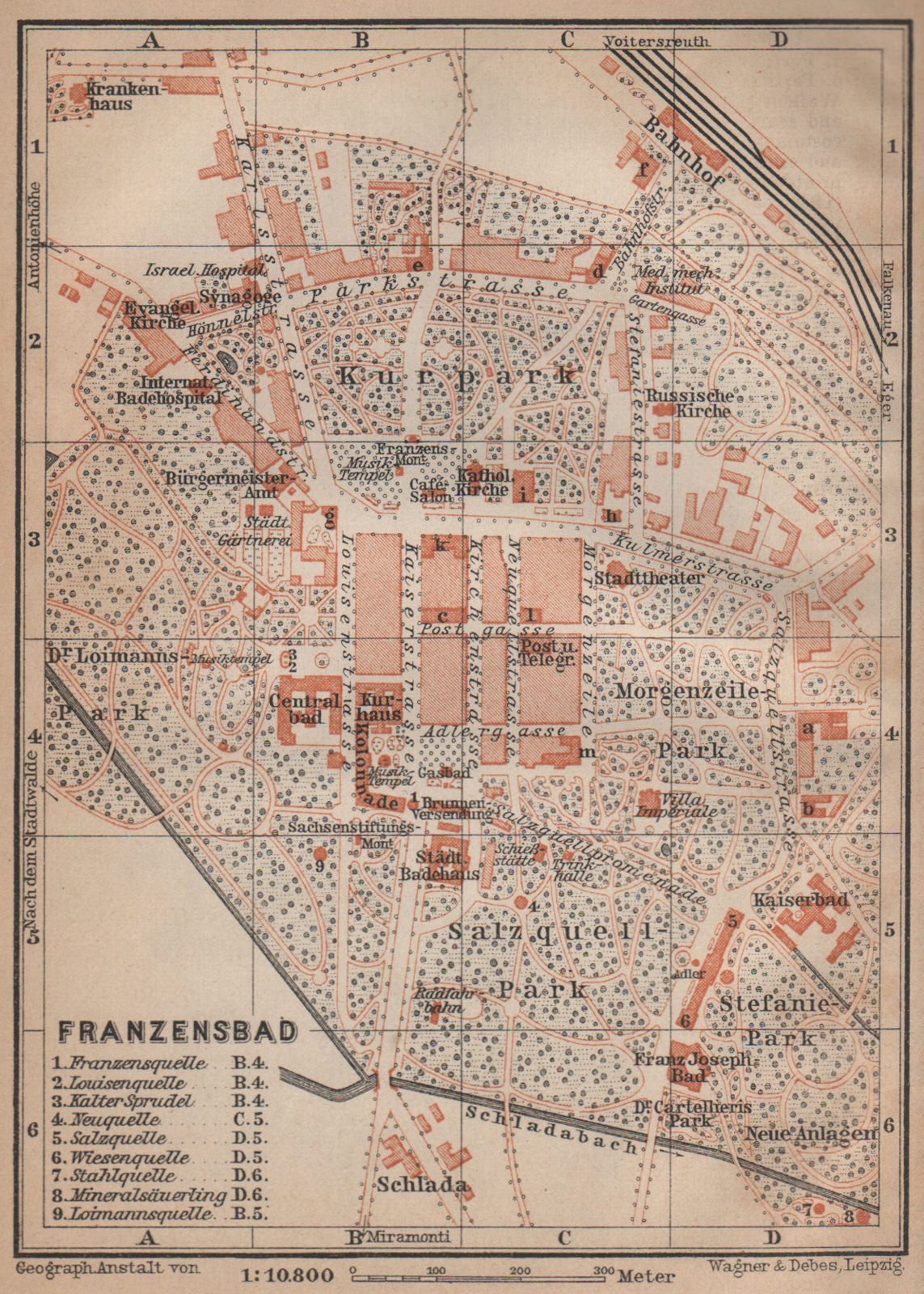 FRANTISKOVY LAZNE (FRANZENSBAD)  town city plan mesta. Czech Republic 1905 map